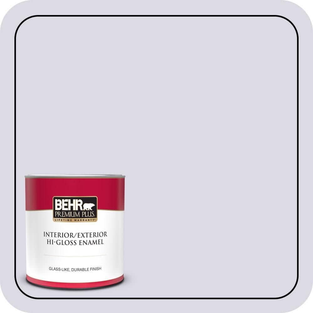 BEHR PREMIUM PLUS 1 qt. #S570-1 Misty Lavender Hi-Gloss Enamel Interior/Exterior Paint & Primer