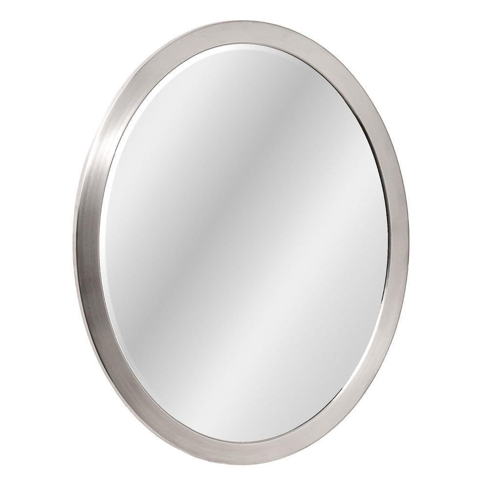 Deco Mirror 23 in. W x 29 in. H Framed Oval Beveled Edge Bathroom Vanity Mirror in Brushed nickel (1)