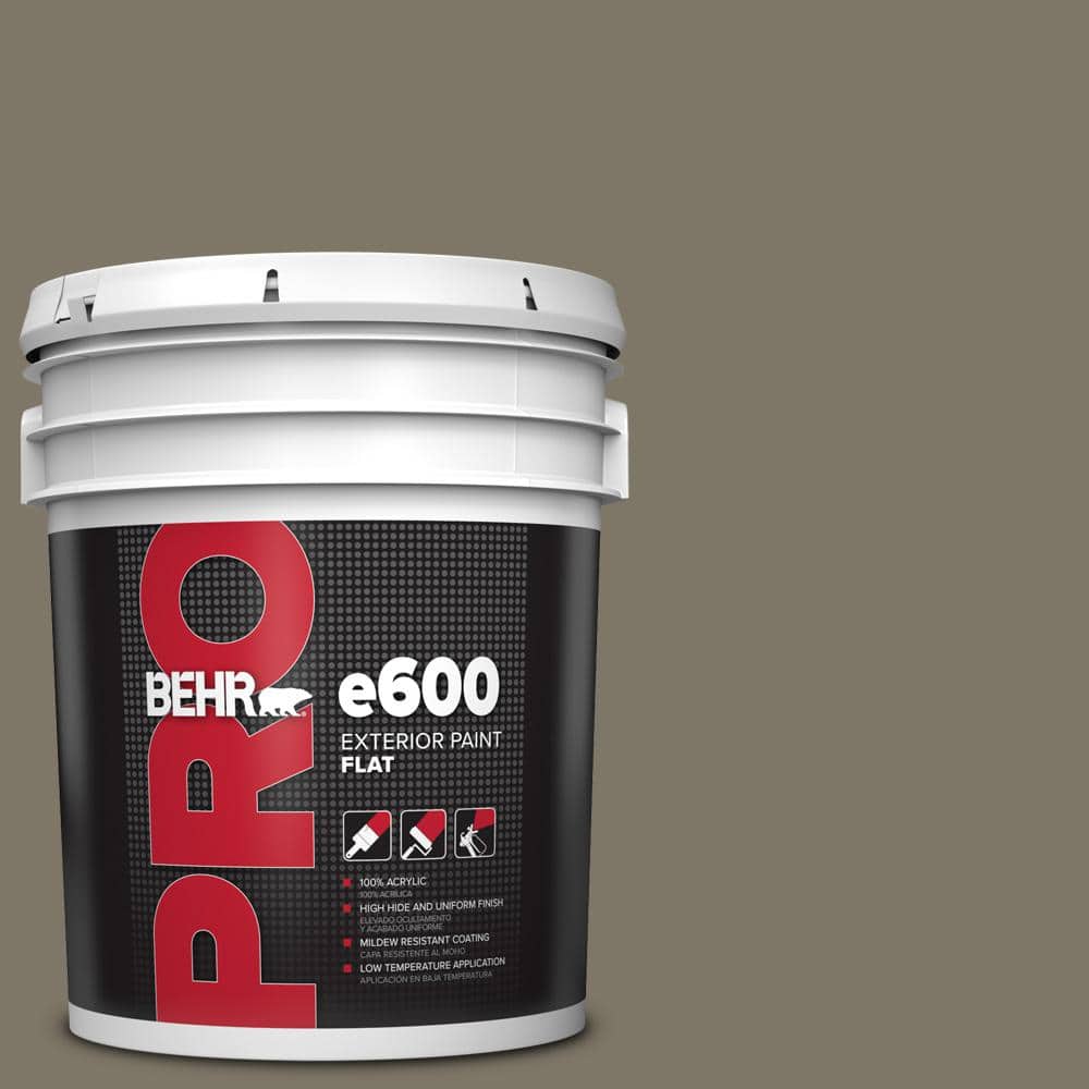 BEHR PRO 5 gal. #HDC-NT-05 Aged Olive Flat Exterior Paint