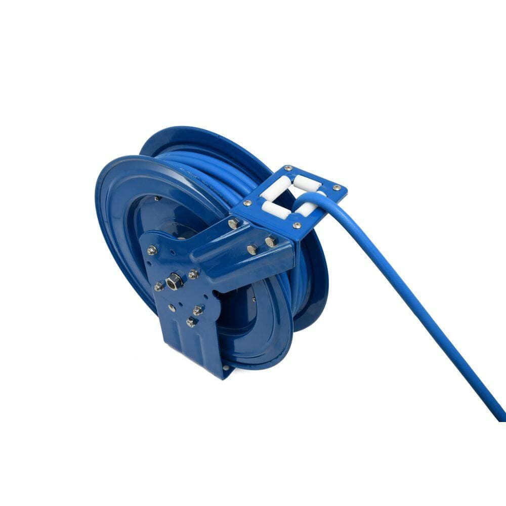 BLUBIRD 3/8 in. x 25 ft. Heavy Duty Rubber Air Hose and Single Arm Powder-Coated Steel Hose Reel (3)