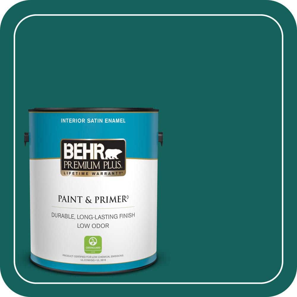 BEHR PREMIUM PLUS 1 gal. #S-H-490 Billiard Table Satin Enamel Low Odor Interior Paint & Primer