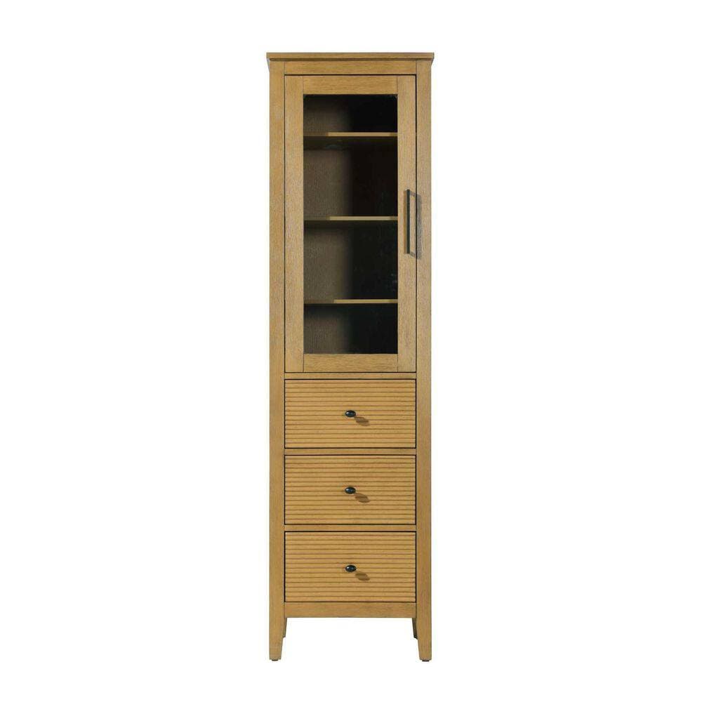TIMELESS HOME 20 in. W x 18 in. D x 72 in. H Brown Freestanding Linen Cabinet in Honey Teak (1)