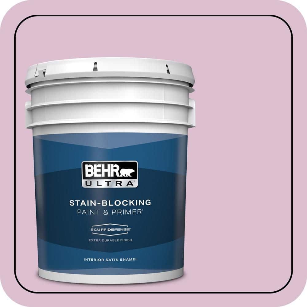 BEHR ULTRA 5 gal. #690C-3 Delicate Bloom Extra Durable Satin Enamel Interior Paint & Primer