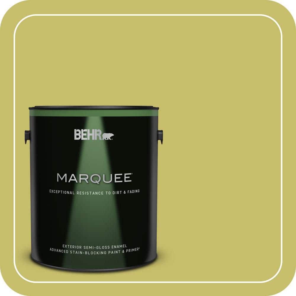 BEHR MARQUEE 1 gal. #P350-5 Go Go Lime Semi-Gloss Enamel Exterior Paint & Primer