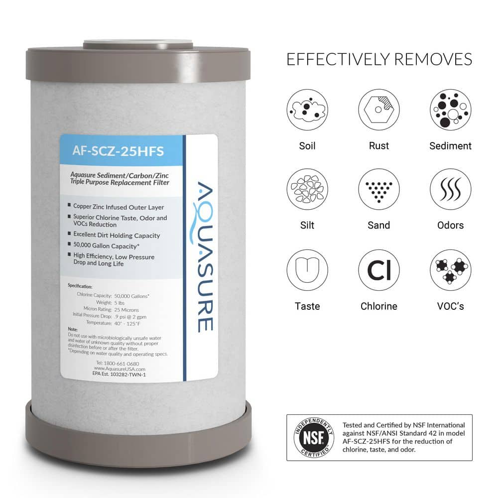AQUASURE Fortitude V Series Sediment/Carbon/Zinc Bacteria Inhibiting Triple Purpose Replacement Filter - Standard (2)