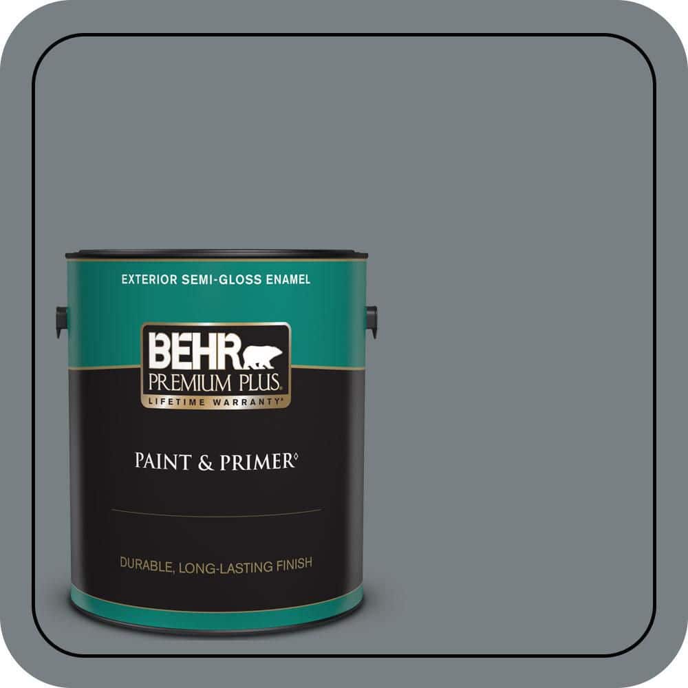 BEHR PREMIUM PLUS 1 gal. #N450-5 Intergalactic Semi-Gloss Enamel Exterior Paint & Primer