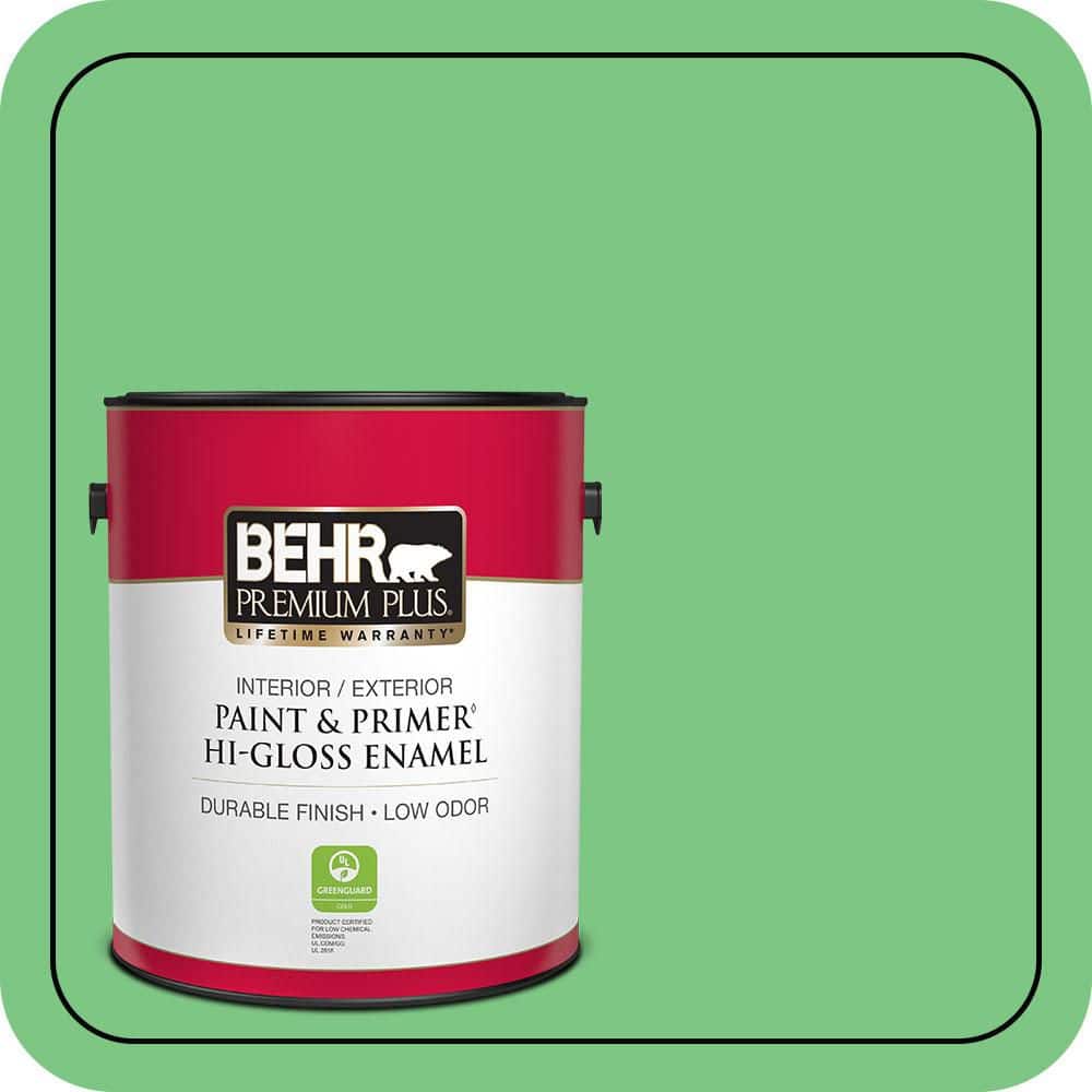 BEHR PREMIUM PLUS 1 gal. #P390-5 Garden Stroll Hi-Gloss Enamel Interior/Exterior Paint & Primer