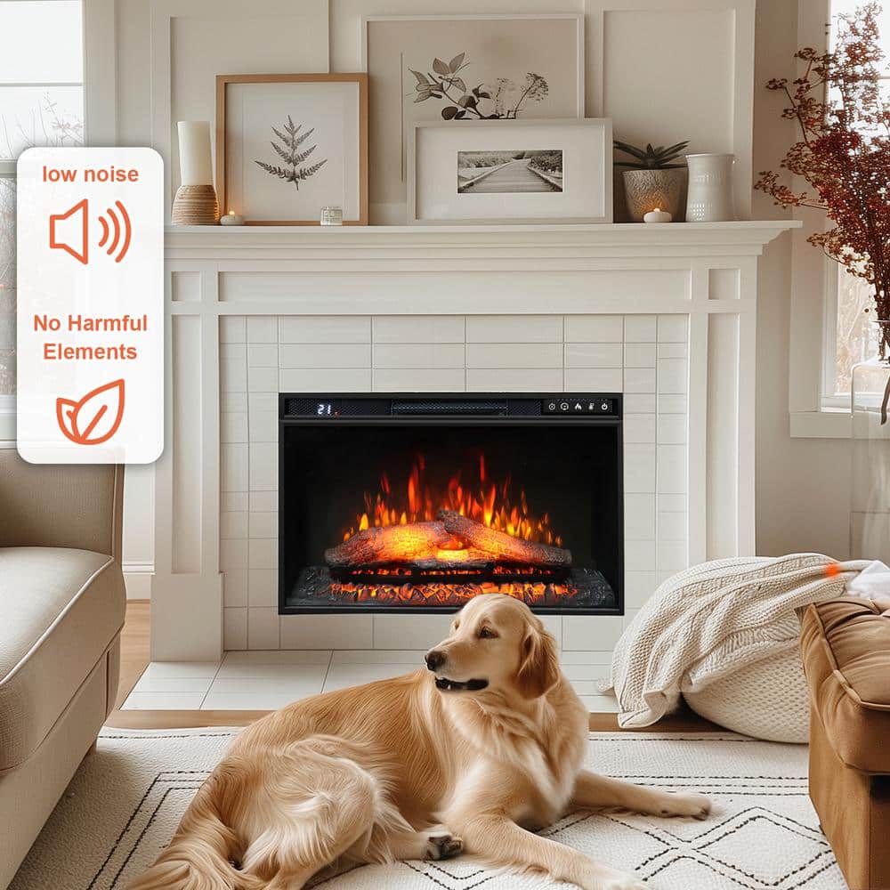 Delandgrand 26 in. Electric Fireplace Inserts, Recessed Fireplace Electric with Remote Control, 6-Brightness, Timer, 1500W, Black (2)