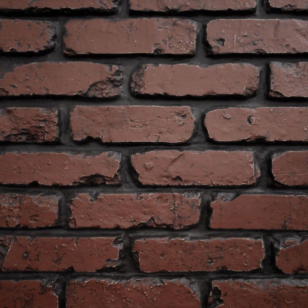 Ekena Millwork EverStone Aged Brick Faux Brick Panel, 46 7/8"W x 27"H x 1 1/4"D, Heath Color (1)
