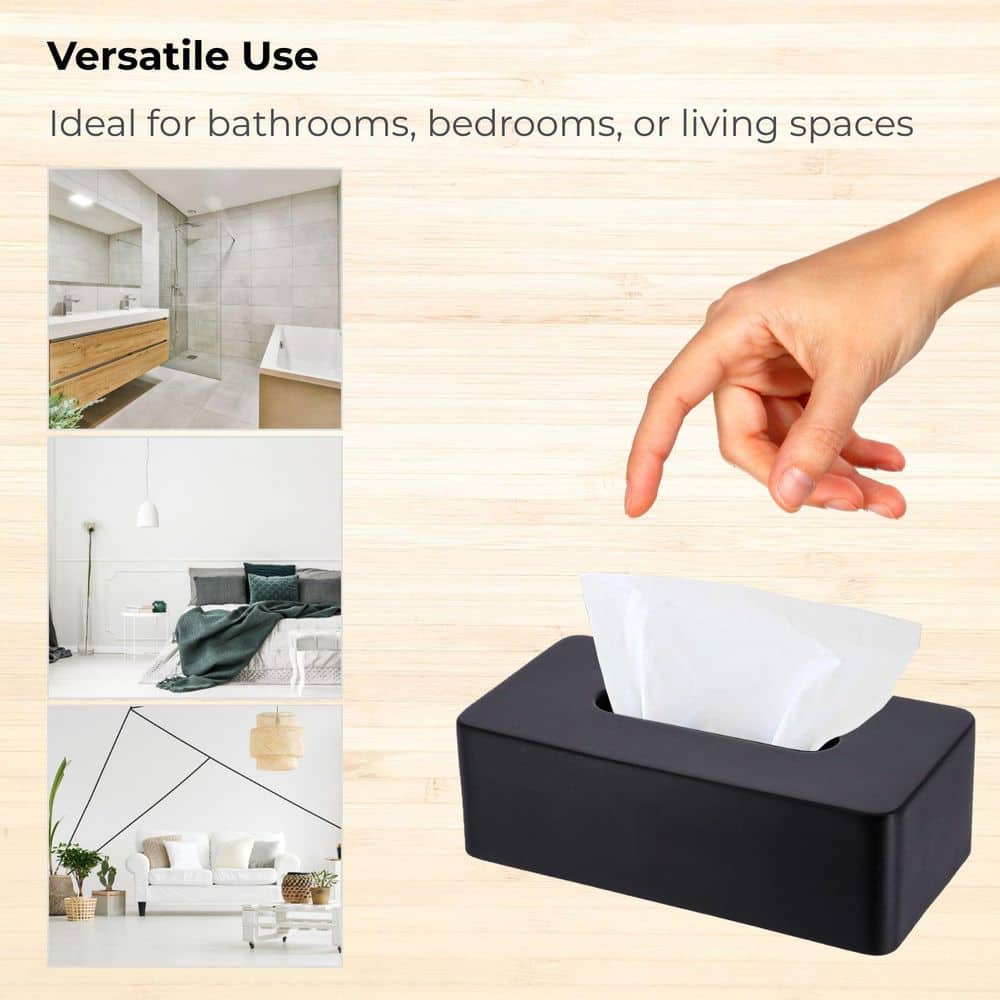 EVIDECO French home goods Japandi Free Standing Tissue Box Cover Tissue Holder with Magnetic Lid Black (2)