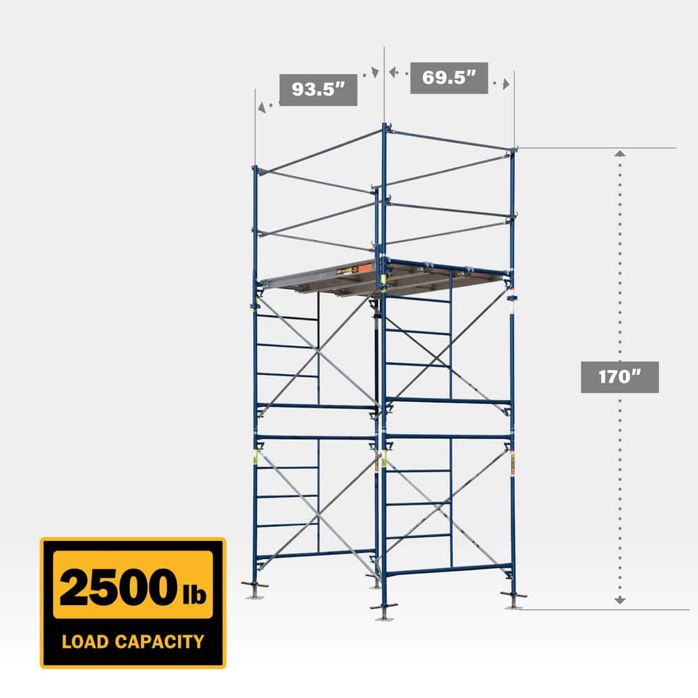 MetalTech Saferstack 2-Level Frame Fixed Set with Crossbraces, Platforms and Guardrail System (3)