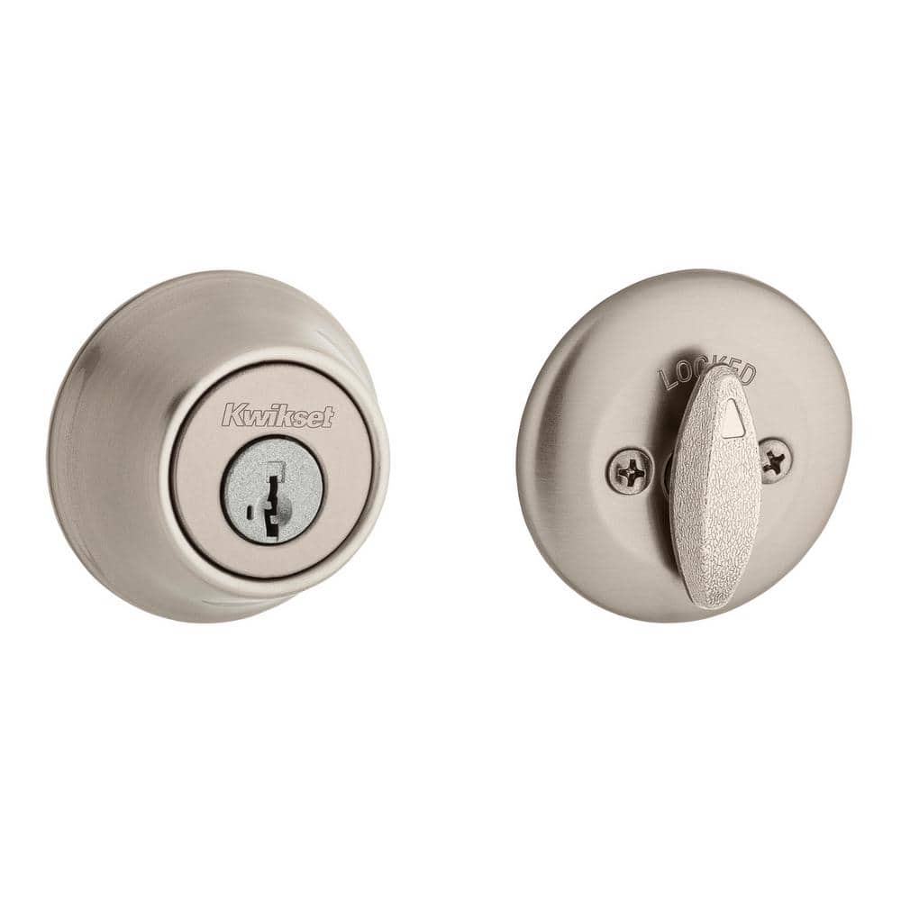 Kwikset 660 Satin Nickel Single Cylinder Deadbolt featuring SmartKey Security and Microban Technology