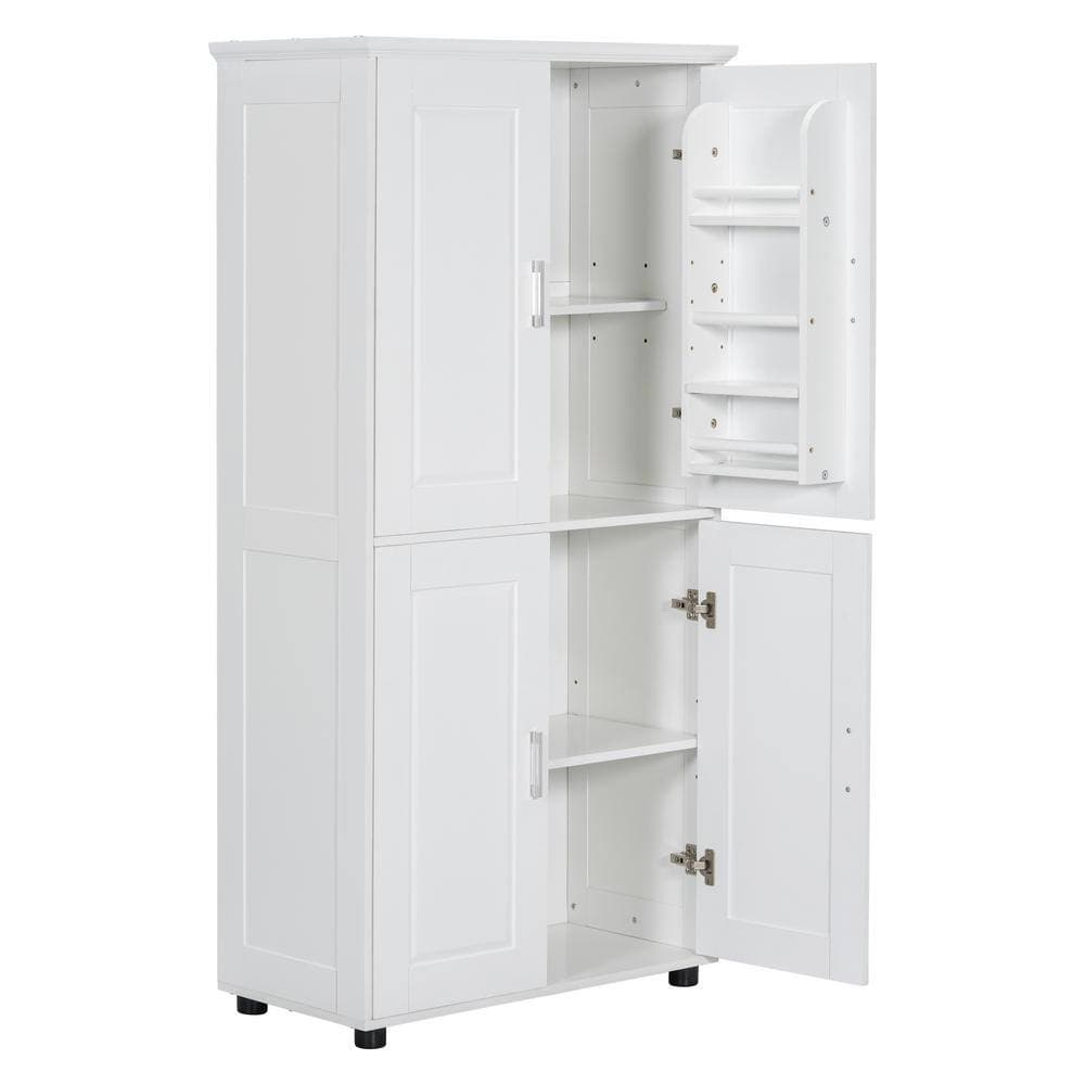 Tatahance 31.3 in. W x 15.6 in. D x 62.2 in. H White Wood Freestanding Bathroom Storage Linen Cabinet with Adjustable Shelves (2)
