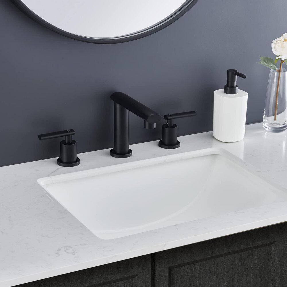 BEARSOLIM Bathroom Faucet 2 Handles Bidet Faucet with Pop Up Drain Assembly and Lead-Free Supply Hose 8-Inch in Black (2)