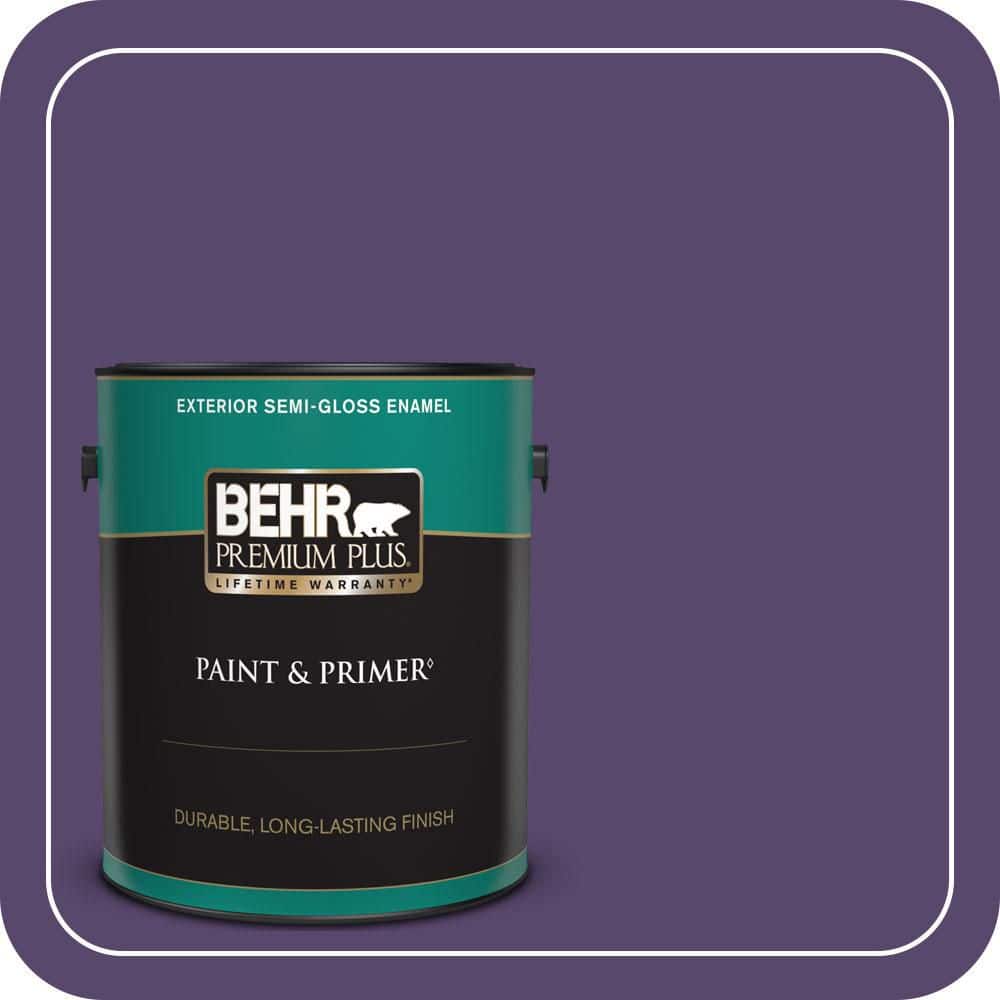 BEHR PREMIUM PLUS 1 gal. #P570-7 Proper Purple Semi-Gloss Enamel Exterior Paint & Primer