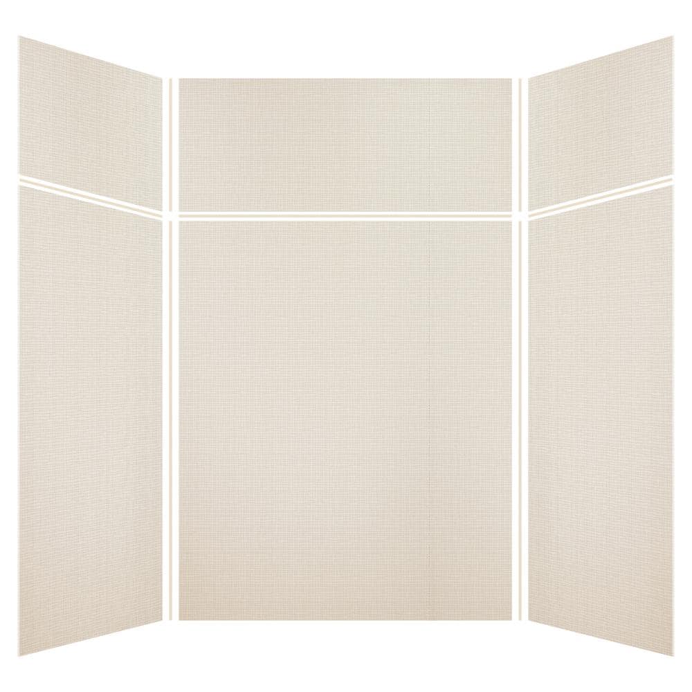 Transolid Expressions 60 in. x 60 in. x 96 in. 4-Piece Easy Up Adhesive Alcove Shower Wall Surround in Cameo (2)