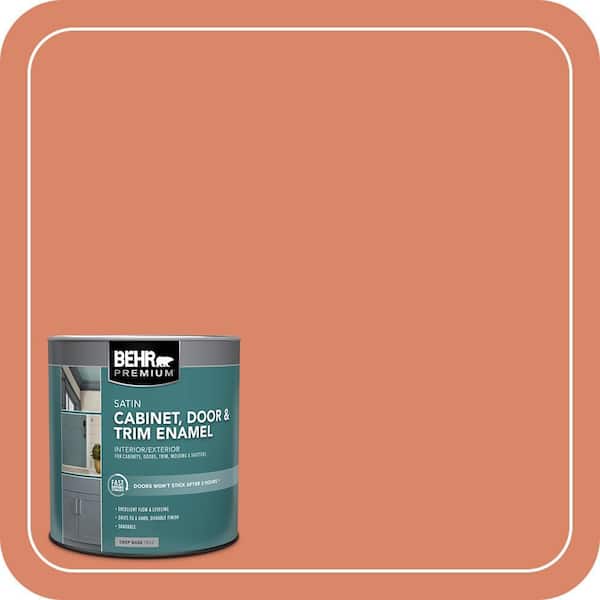 BEHR PREMIUM 1 qt. #M180-5 King Salmon Satin Enamel Interior/Exterior Cabinet, Door & Trim Paint (2)