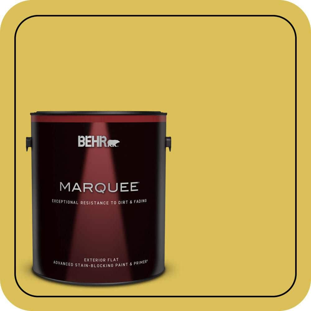 BEHR MARQUEE 1 gal. #P320-6 Sulfur Yellow Flat Exterior Paint & Primer