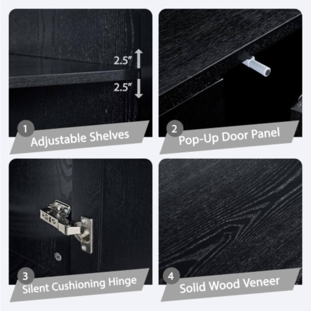 Unbranded 44.3 in. W x 15.8 in. D x 31.2 in. H Bathroom Black Linen Cabinet (3)