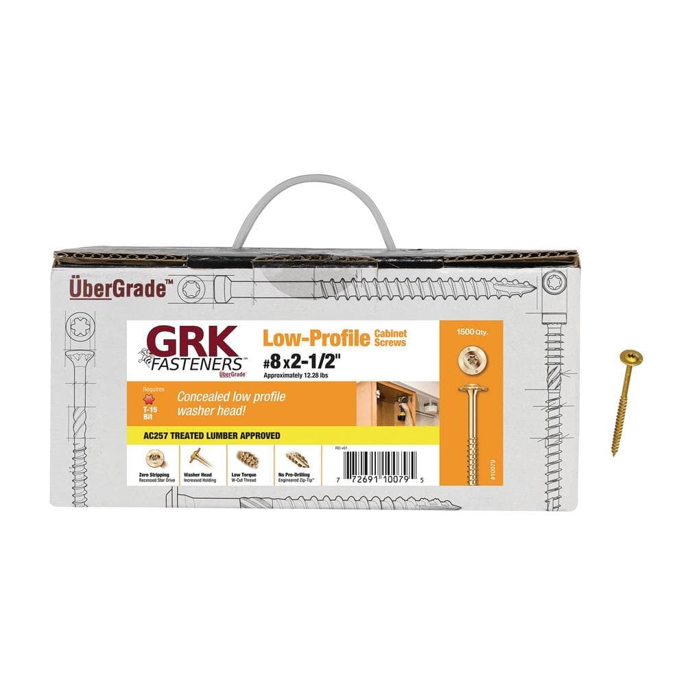 GRK Fasteners #8 x 2-1/2 in. Star Drive Low Profile Washer-Head Cabinet Screws (1,500-Pack)