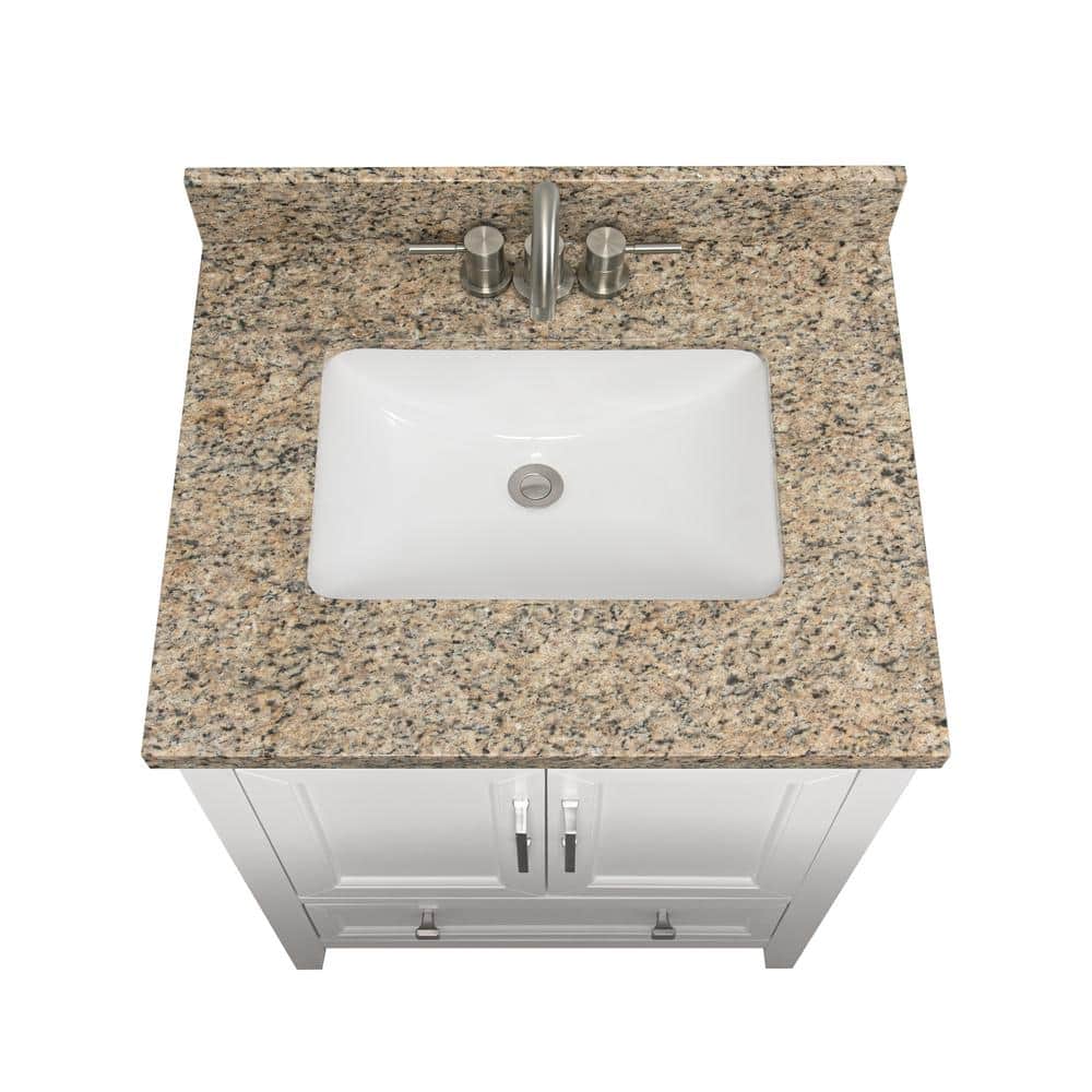 Home Decorators Collection 25 in. W 19 in D Granite White Rectangular Single Sink Vanity Top (4)