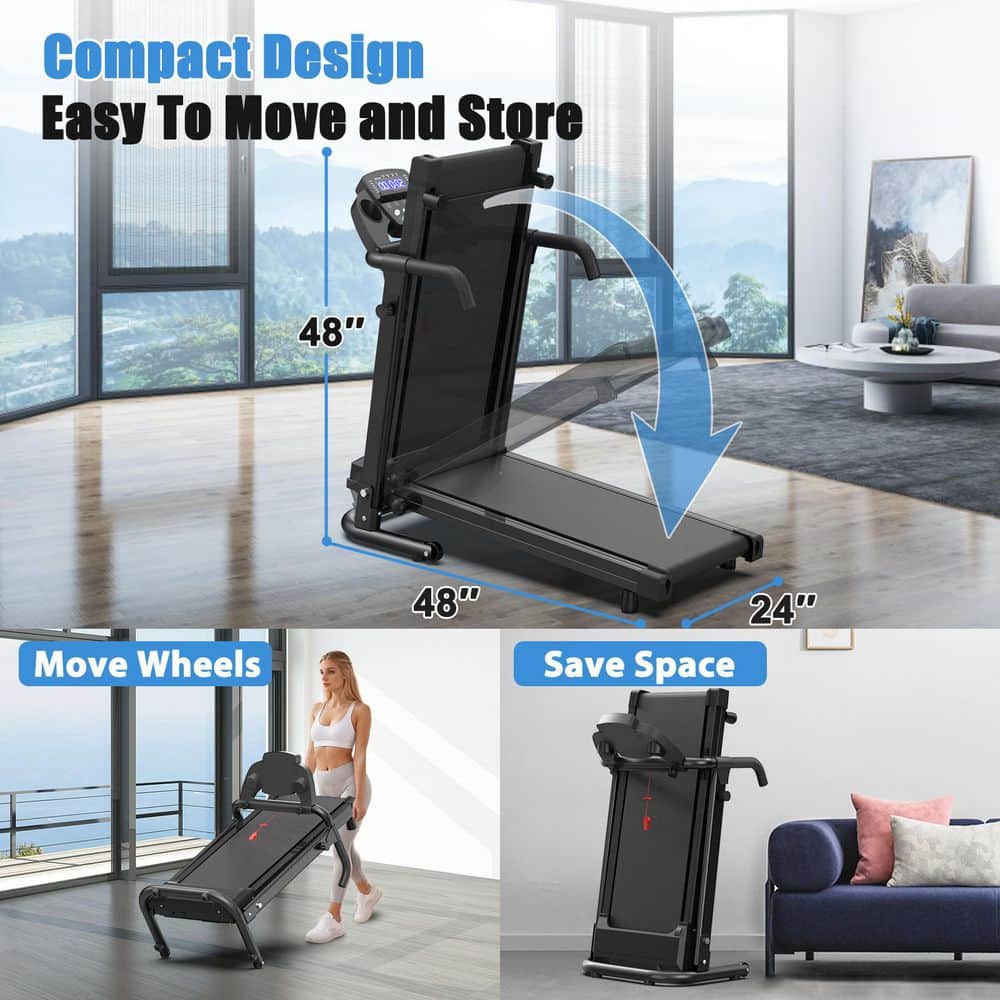 Tidoin 2.5 HP Black Metal Foldable Electric Treadmill with Safety Key, LED Display, APP control and Inclines (2)