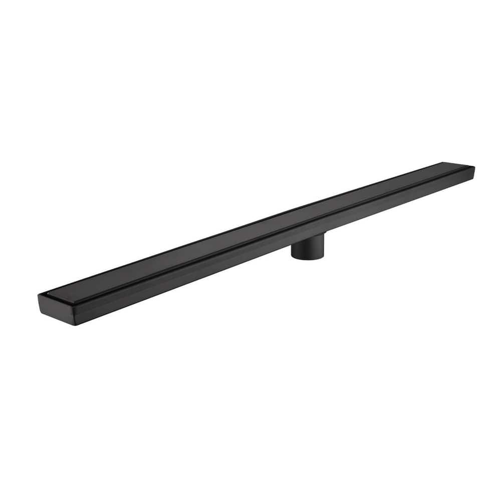 Satico 35.9 in. Linear Shower Drain with Leveling Feet and Flange in Matte Black (3)