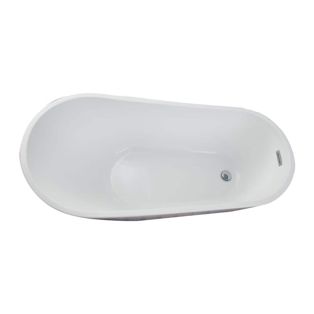 Barclay Products Lorenzo Acrylic Slipper Flatbottom Non-Whirlpool Bathtub White with Integral Drain Polished Nickel (3)