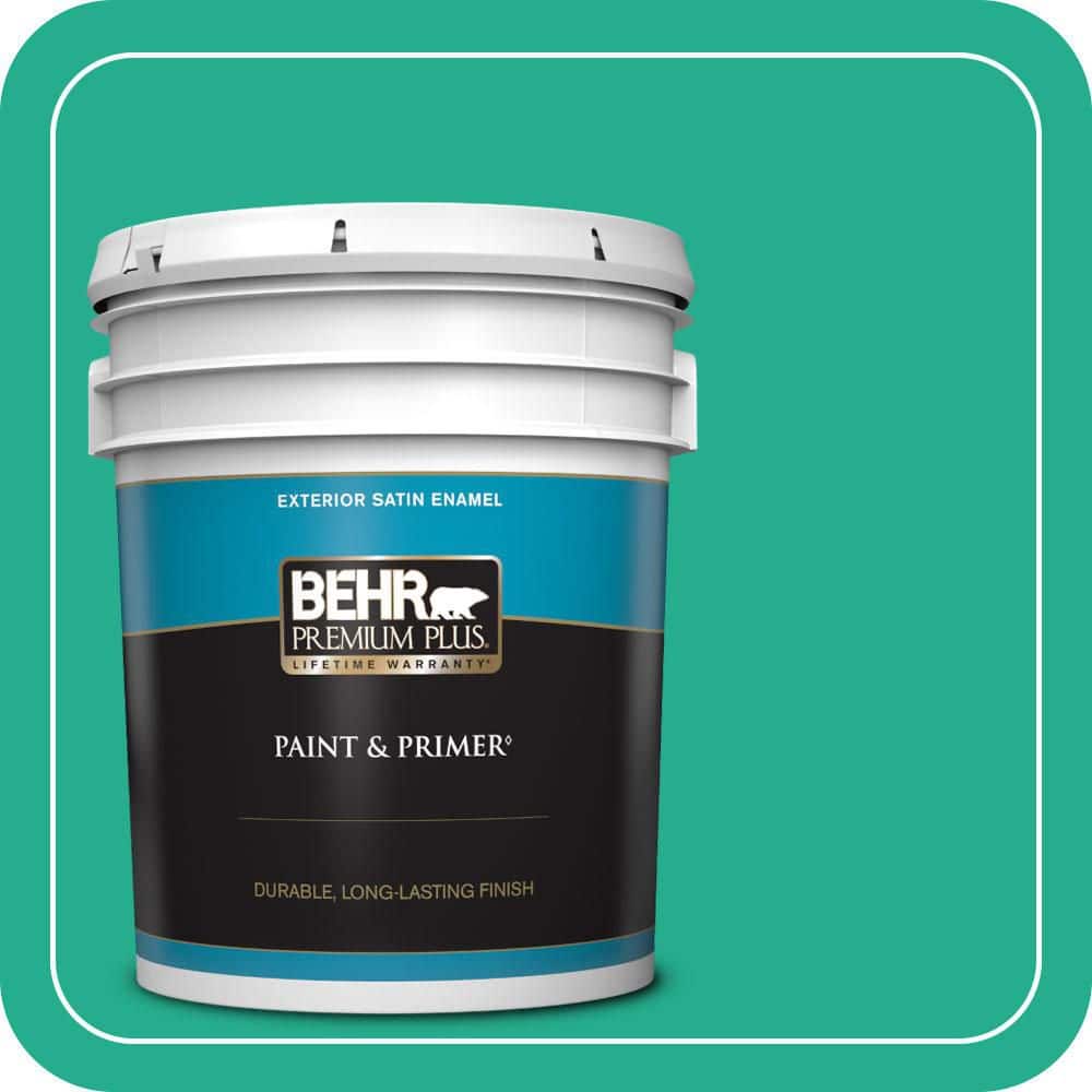 BEHR PREMIUM PLUS 5 gal. #P430-5 Enchanted Wells Satin Enamel Exterior Paint & Primer
