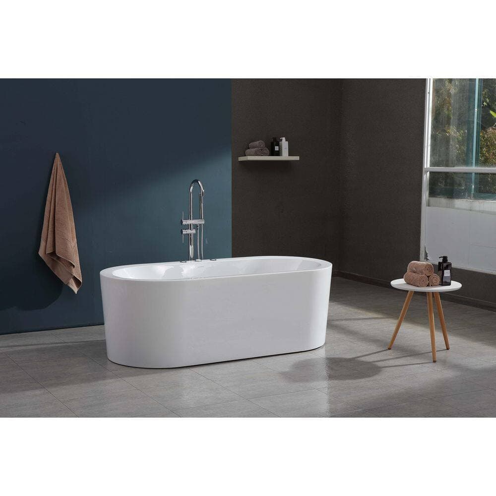 SJ STAR&JANE 67 in. x 32 in. Acrylic Freestanding Whirlpool and Air Combination Bathtub with Drain and Overflow Included in White (2)