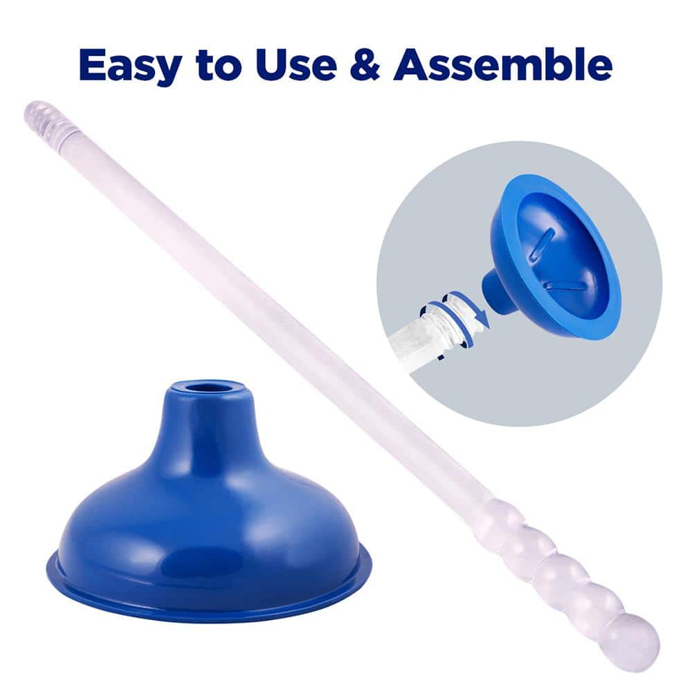 PLUMBFLEX Force Cup PVC Plunger, with 19 in. Clear Handle to Fix Clogged Sinks/Basins/Tubs (3)