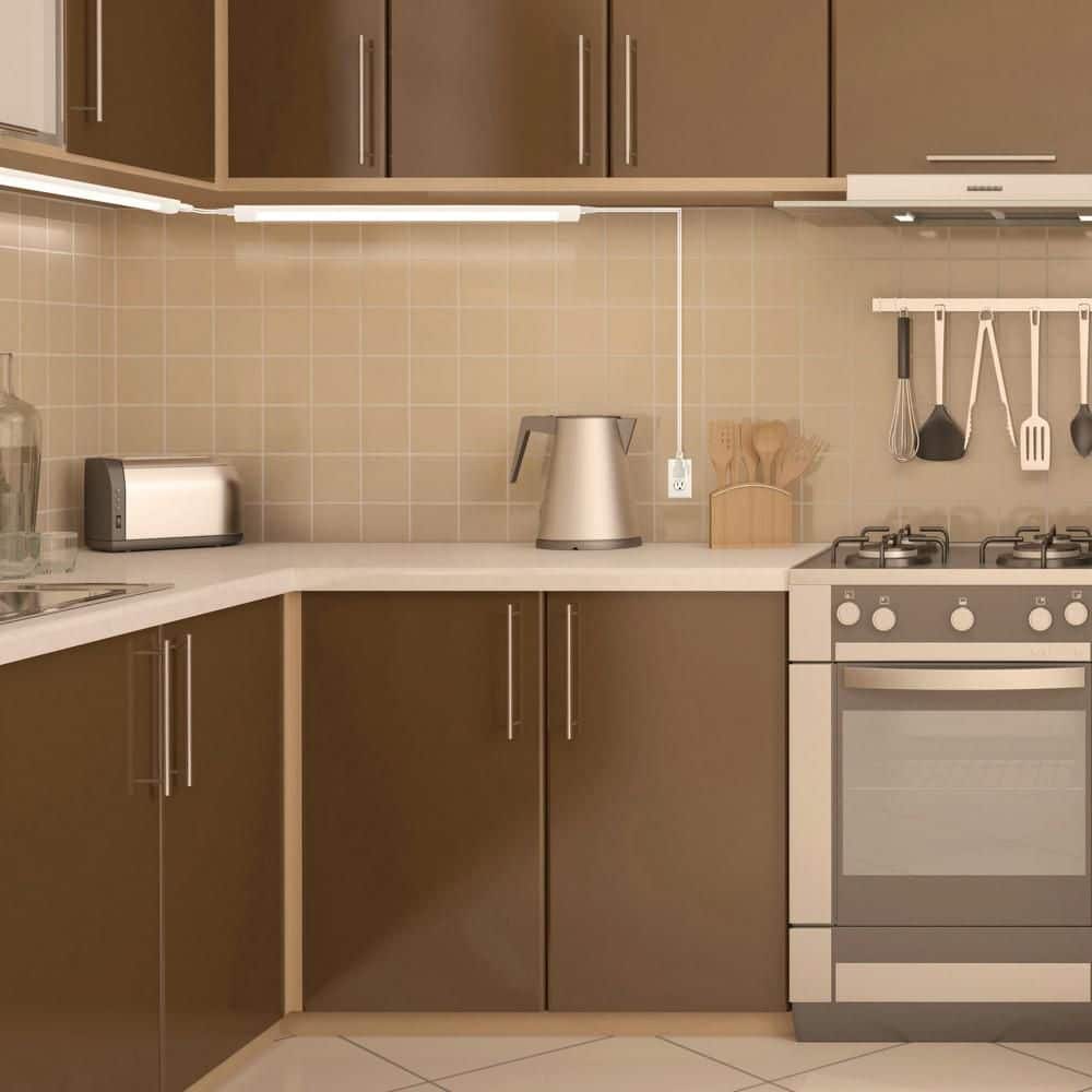 PRIVATE BRAND UNBRANDED 24 in. Plug-In White Integrated LED Linkable Under Cabinet Light, Soft White 3000K (3)