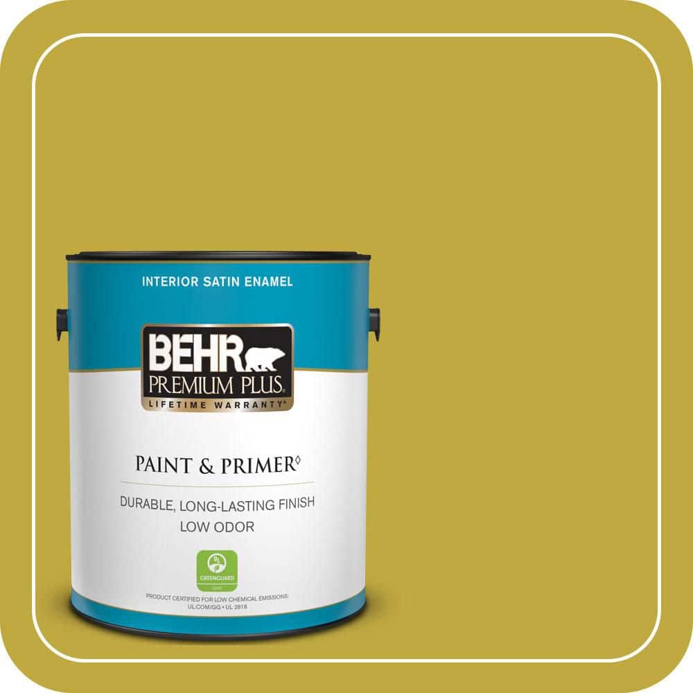 BEHR PREMIUM PLUS 1 gal. #P330-6 Margarita Satin Enamel Low Odor Interior Paint & Primer