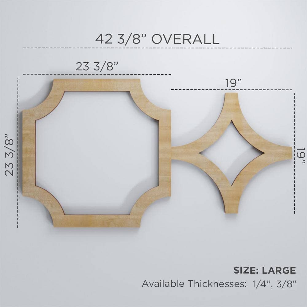 Ekena Millwork 42-3/8" x 23-3/8" x 1/4" Large Anderson Decorative Fretwork Wood Wall Panels, Alder (10-Pack) (2)