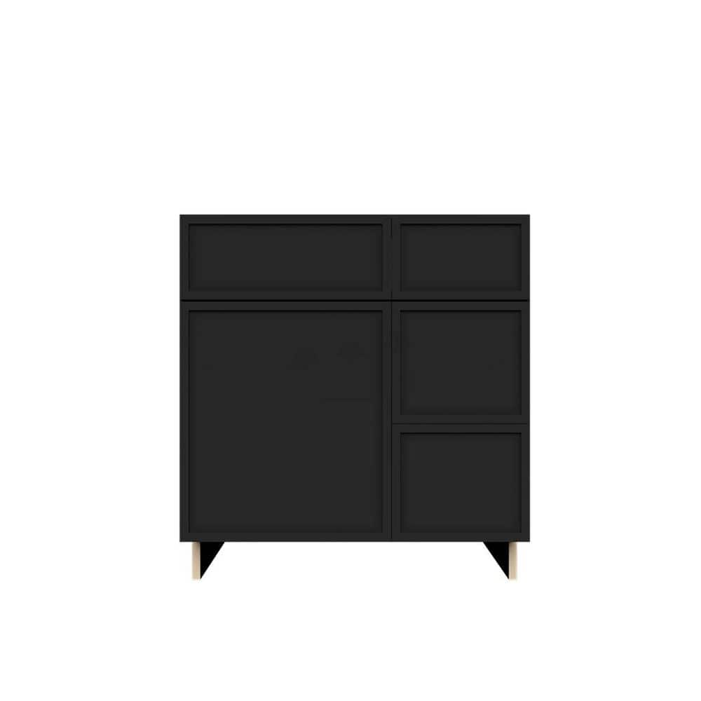 LifeArt Cabinetry Slim Shaker Sink Base Bath Vanity Cabinet without Top with 2-Right Drawers Assembled