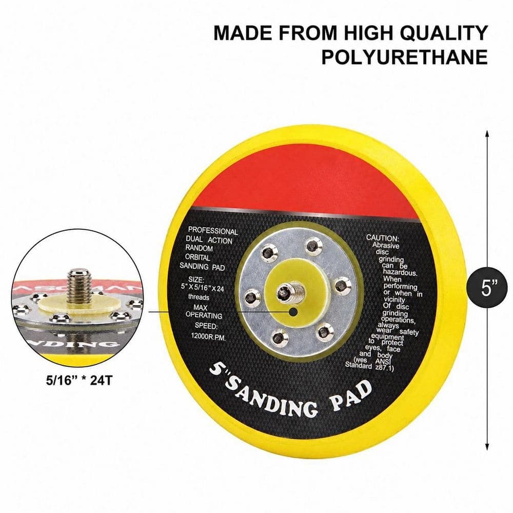 LAIFUCAM 5 in. Polyurethane Random Orbital Sander Pad with Hook and Loop Face for DA Polisher Air Sanders 2 Pieces Set (3)