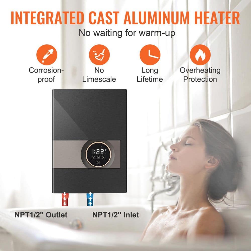 SKYSHALO Instant Water Heater, 13. 8kw Electric Tankless Water Boiler, Digital Temperature Display, 24-Hour Water Supply (3)
