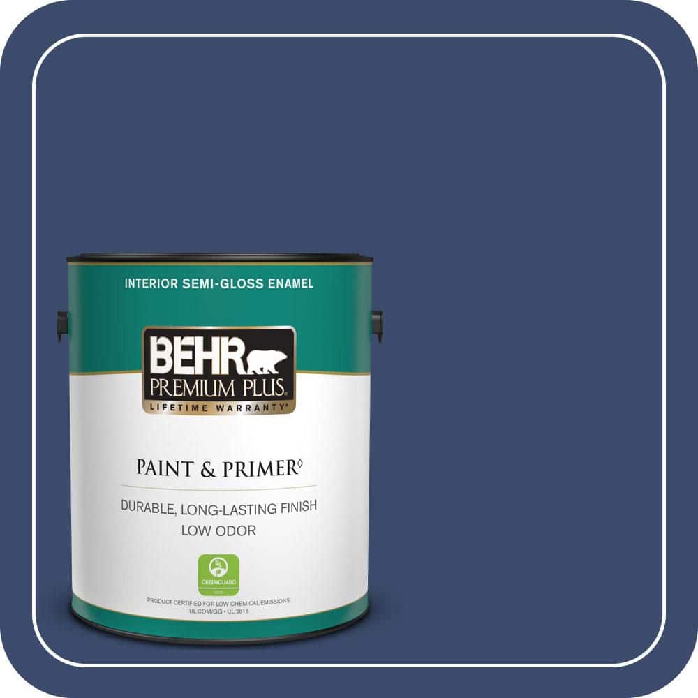 BEHR PREMIUM PLUS 1 gal. #S-H-610 Mountain Blueberry Semi-Gloss Enamel Low Odor Interior Paint & Primer