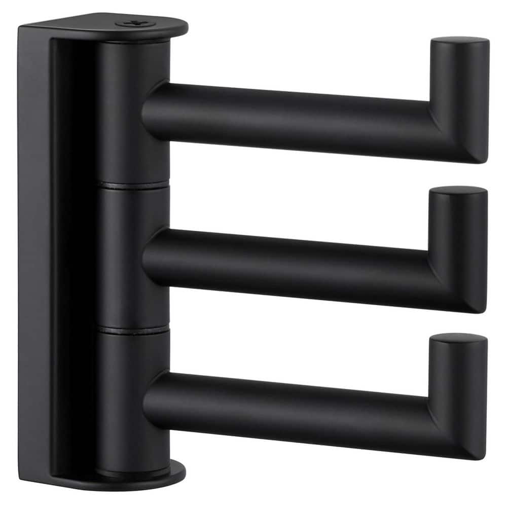 Unbranded Hook Type Matte Black 304 Stainless Steel Swivel Folding Robe Hook Towel Hook 3 Arm Wall Mounted Coat Hanger Rack 11 lb. (1)