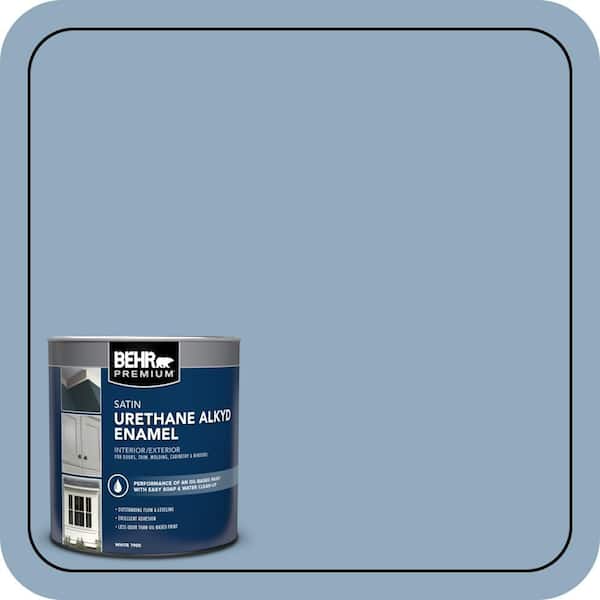 BEHR PREMIUM 1 qt. #BIC-10 Cotton Denim Satin Enamel Urethane Alkyd Interior/Exterior Paint (2)