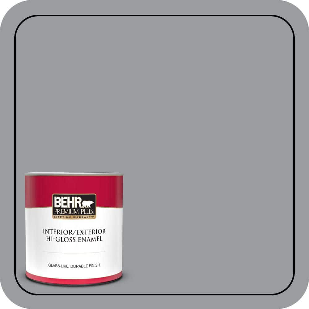 BEHR PREMIUM PLUS 1 qt. #N500-4 Pencil Sketch Hi-Gloss Enamel Interior/Exterior Paint & Primer