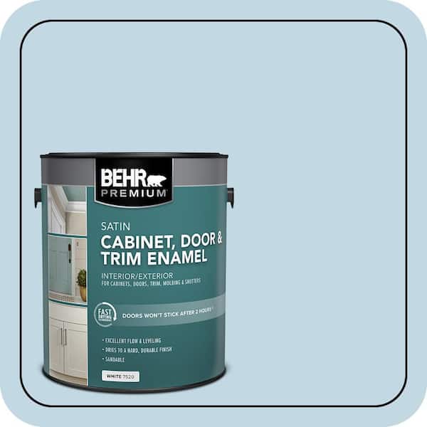 BEHR PREMIUM 1 gal. #S500-1 Distant Shore Satin Enamel Interior/Exterior Cabinet, Door & Trim Paint (2)