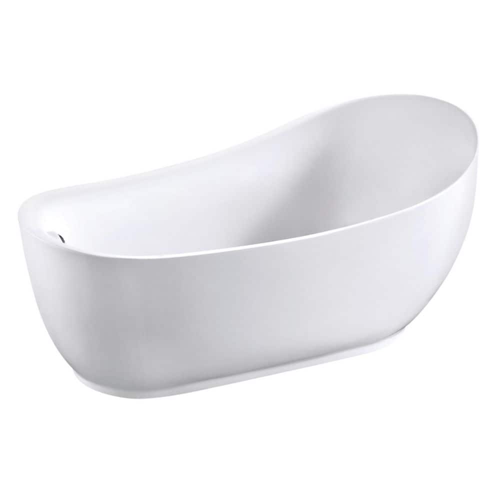 Kingston Brass Aqua Eden 70.1 in. x 33.4 in. Soaking Flat Bottom Bathtub with Reversible Drain in Glossy White (1)