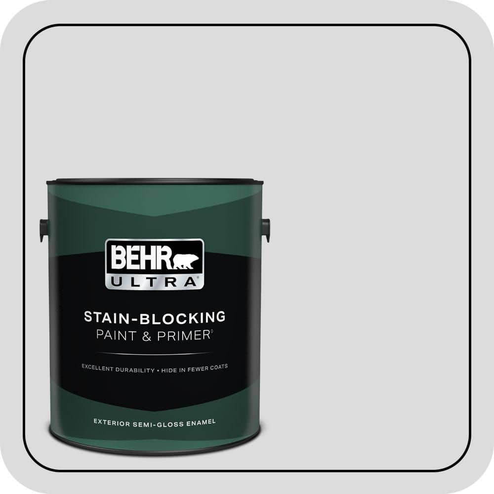 BEHR ULTRA 1 gal. #N530-1 Pixel White Semi-Gloss Enamel Exterior Paint & Primer