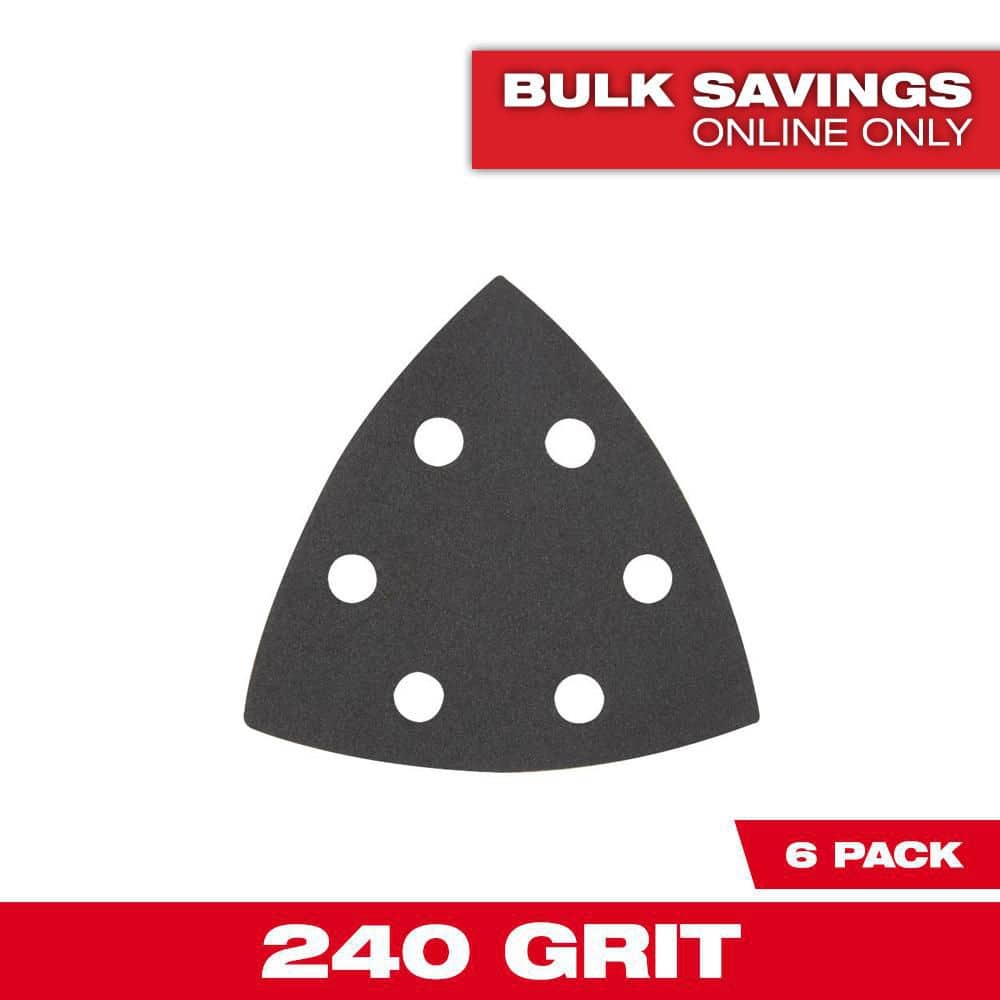 Milwaukee 2-7/8 in. x 2-7/8 in. 240-Grit Triangle Detail Sanding Sheet (6-Pack) (1)