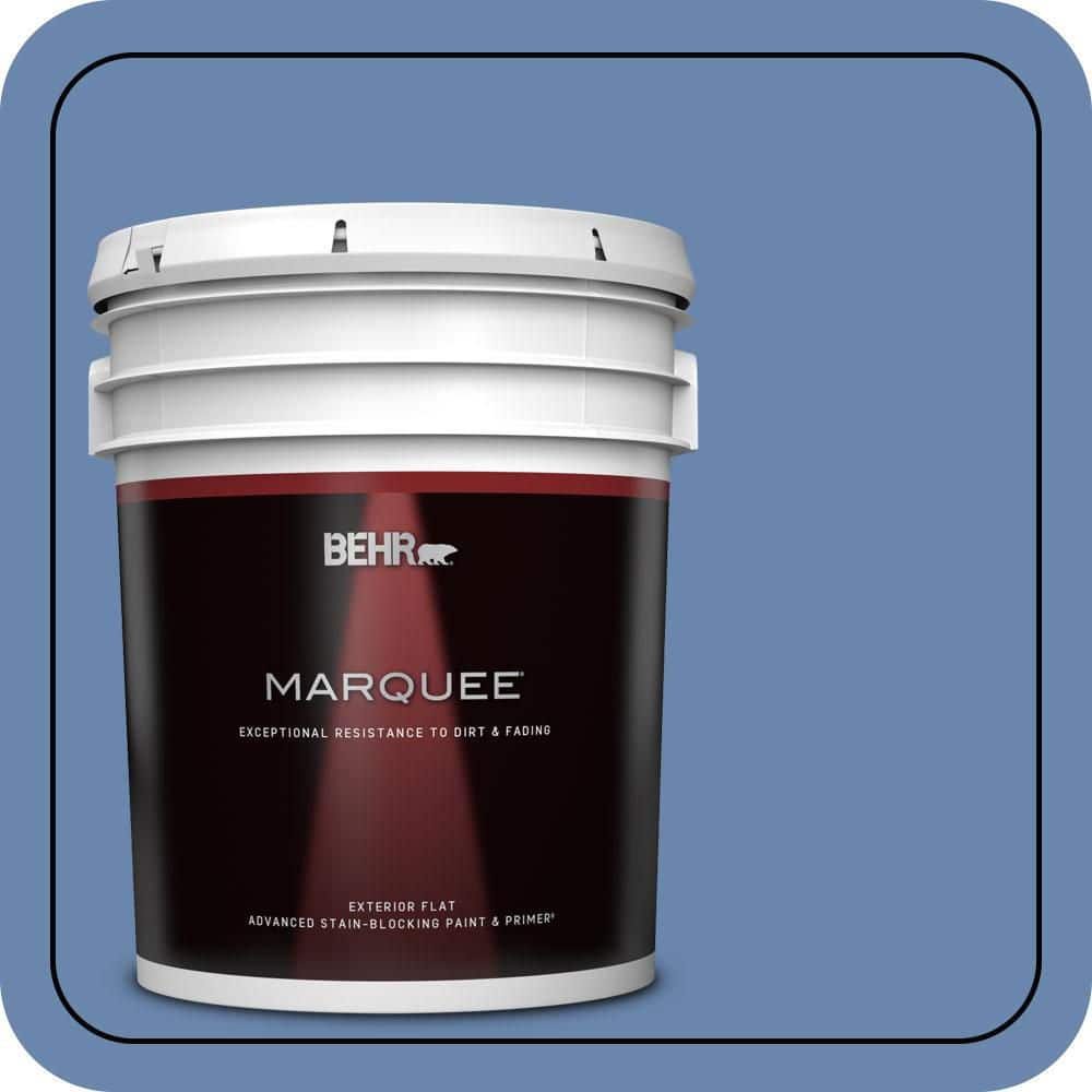 BEHR MARQUEE 5 gal. #M530-5 Cowgirl Blue Flat Exterior Paint & Primer