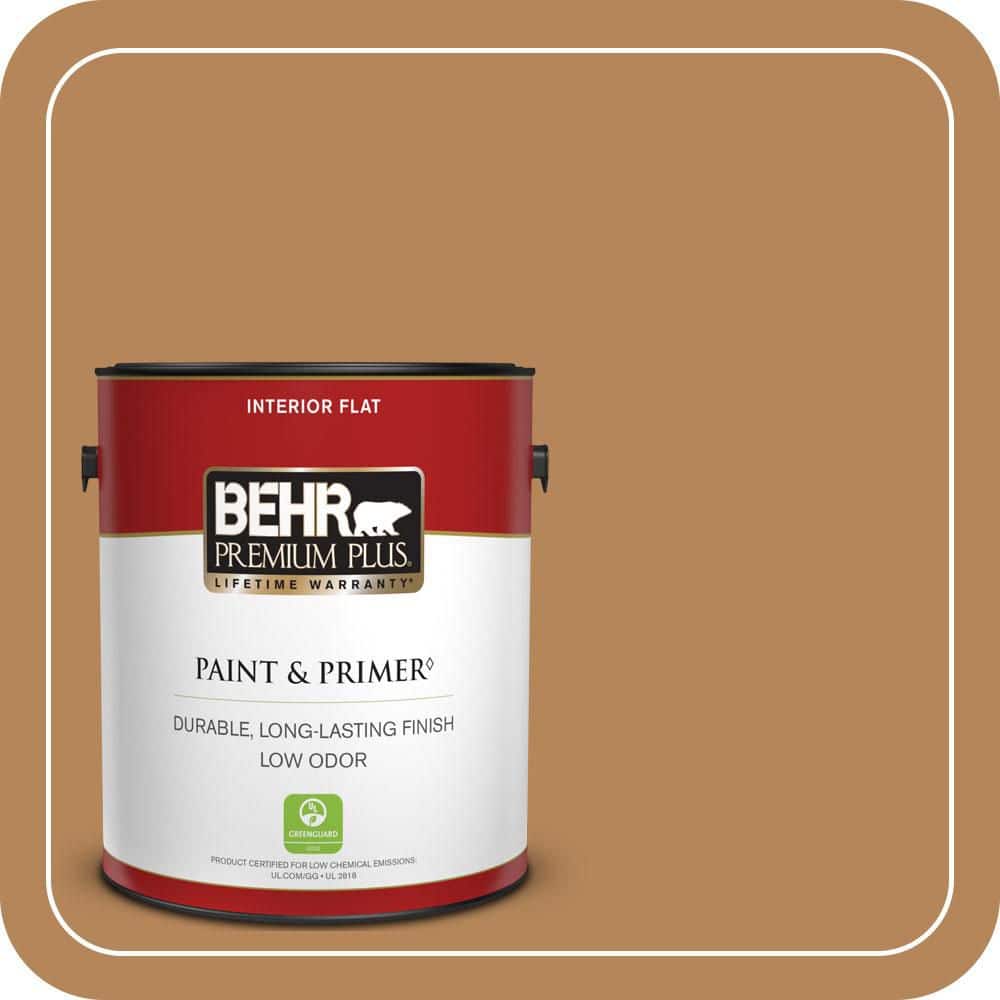 BEHR PREMIUM PLUS 1 gal. #S270-6 Almond Brittle Flat Low Odor Interior Paint & Primer (1)
