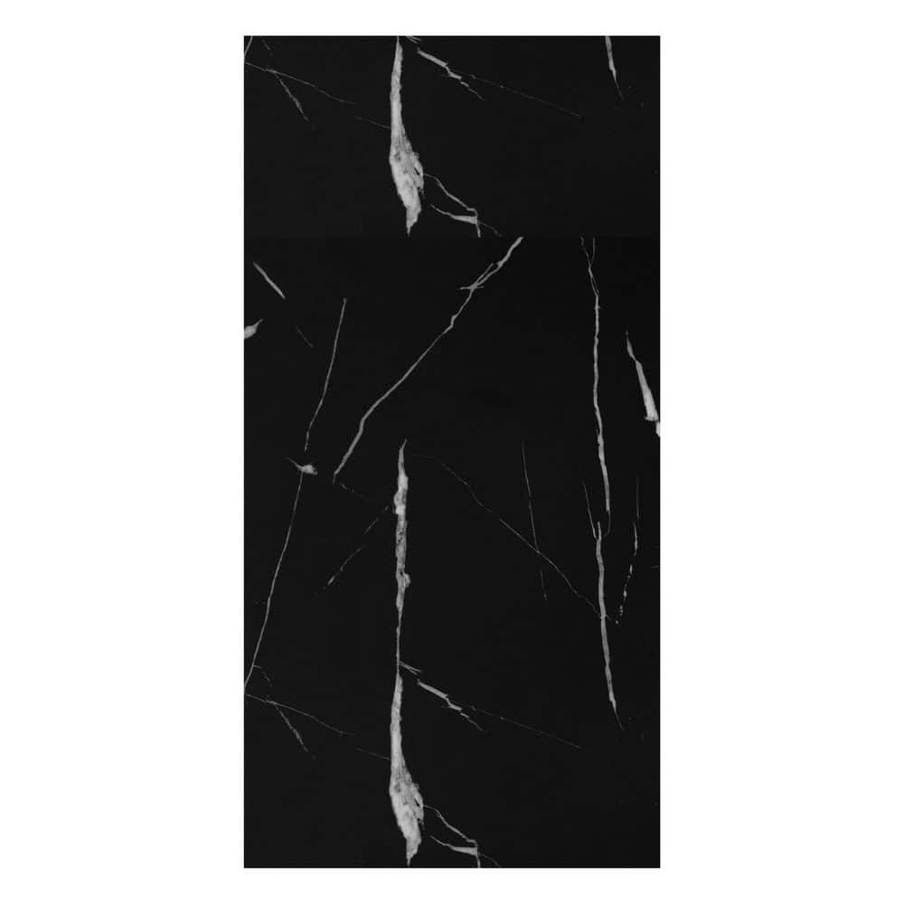 Dundee Deco Falkirk Irvine II, 1/8 in. x 2 ft. x 4 ft. Black Glossy PVC Decorative Wall Paneling, Faux Marble, 4-Pack (1)