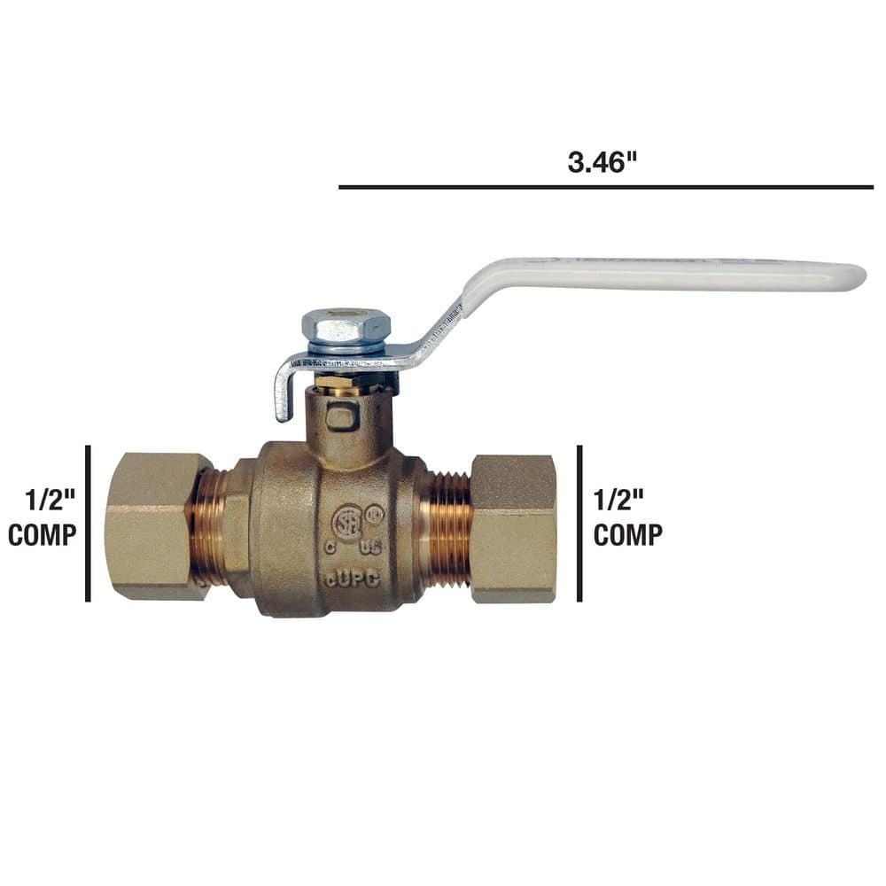 Everbilt 1/2 in. Compression x 1/2 in. Compression Brass Full Port Ball Valve (4)