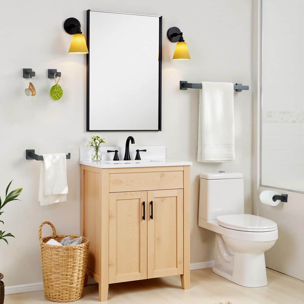 Forious pro 5-Pieces Bathroom Hardware Set with Towel Bar, Towel Ring, Robe Hook, Toilet Paper Holder Wall Mounted (3)